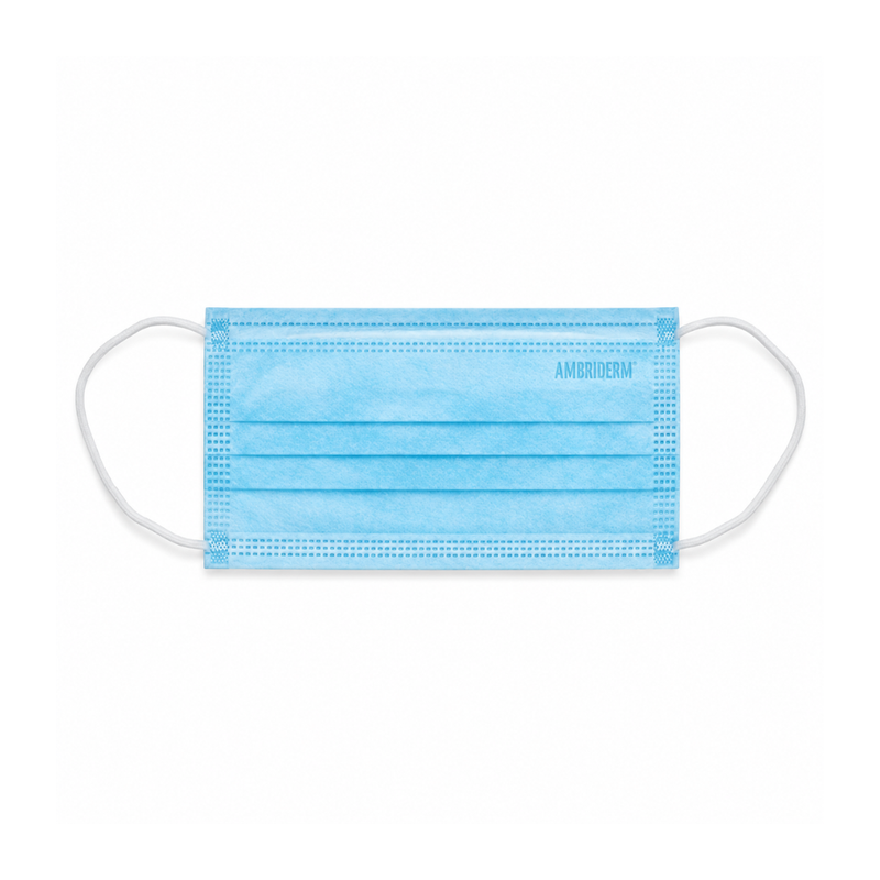 Cargue la imagen en el visor de la galería, Cubrebocas Ambiderm 3 Pliegues Azul con 50 piezas marca Ambiderm