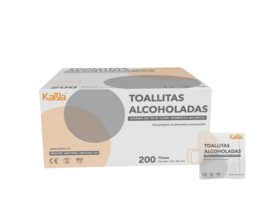 30102-2-50 Toallitas Alcoholadas con 70% de Alcohol Isopropílico - Corrugado de 50 cajas con 200 piezas c/u