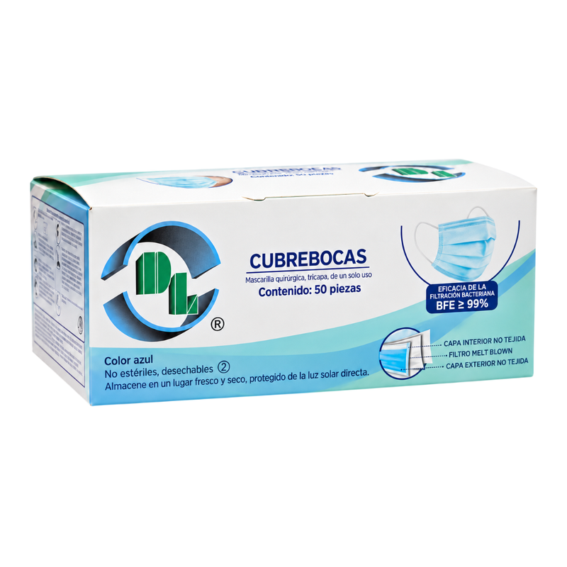 Cargue la imagen en el visor de la galería, Cubreboca Quirúrgico Caja con 50 piezas marca DL