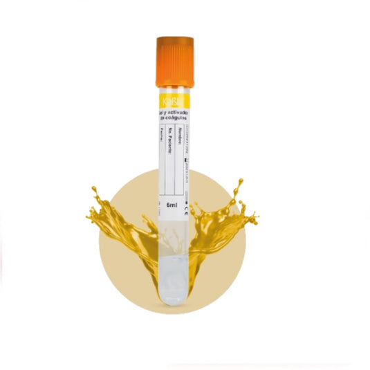 Tubo al vacío con Gel y Activador de Coágulo 13×75mm 4ml plástico PET, Color Oro - Corrugado de 12 Gradillas con 100 piezas - Kabla