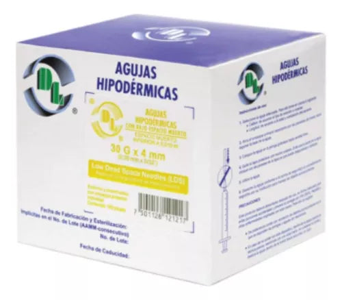 Aguja Hipodérmica DL Desechable, Calibres, 30X4 (Bótox Y Mesoterapia)