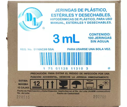 Jeringa De 3 Ml. Sin Aguja