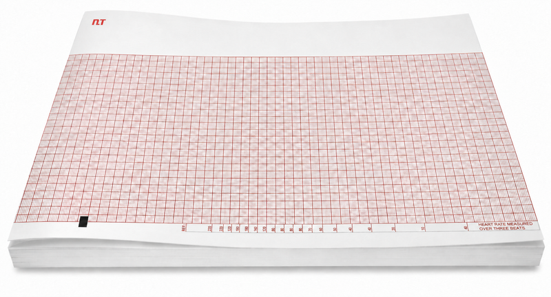 Cargue la imagen en el visor de la galería, Papel graficado en rojo. Medidas: 21.5cm*28cm Doblado en Z de 250 hojas. Para Mortara ELI250. marca NT