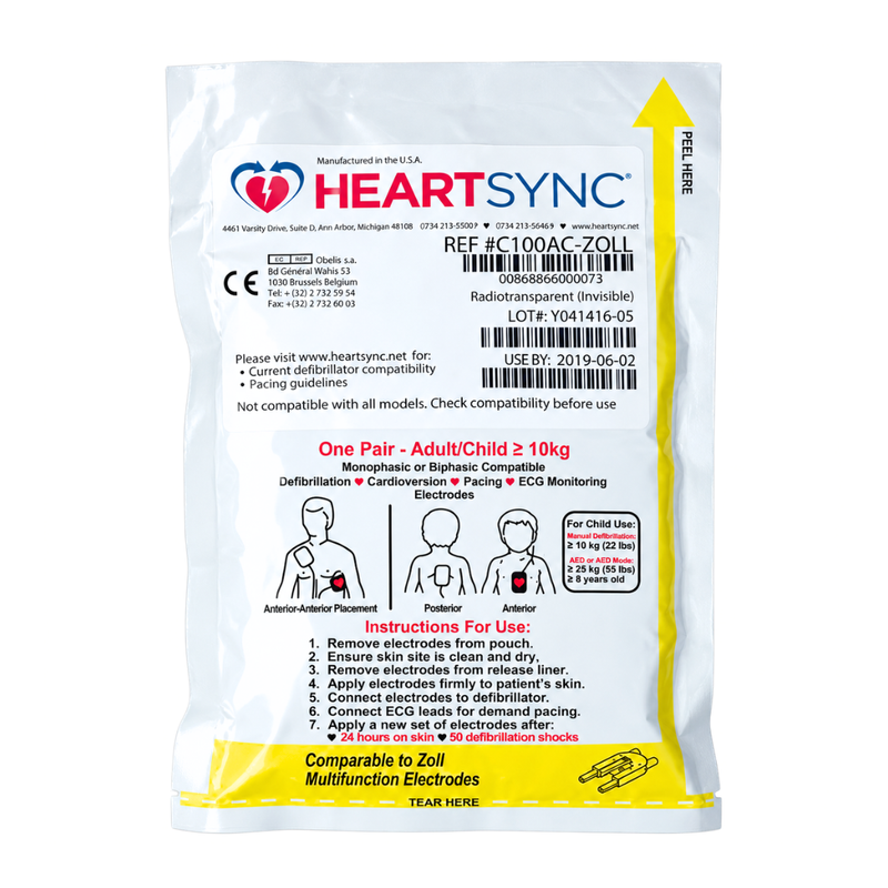 Cargue la imagen en el visor de la galería, Parche Multifuncional Desfibrilador Zoll Adulto marca Curaplex/Heartsync