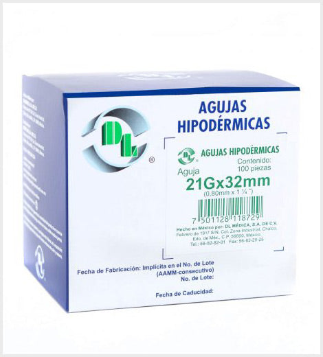 Aguja Hipodérmica DL Desechable, Calibres, 21X32