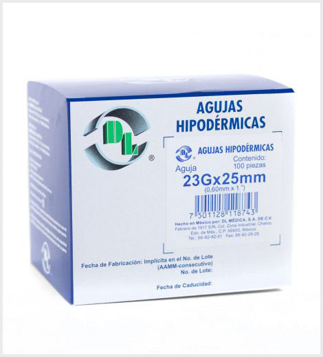 Aguja Hipodérmica DL Desechable, Calibres, 23X25