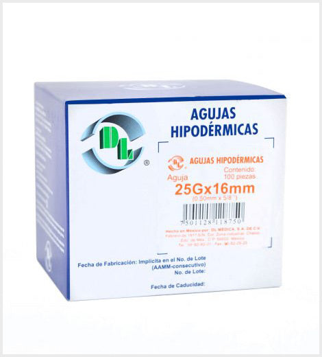 Aguja Hipodérmica DL Desechable, Calibres, 25X16