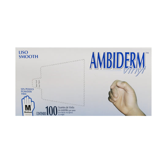 Guante Ambiderm Vinyl Libre de Polvo No Estéril Caja con 100 piezas