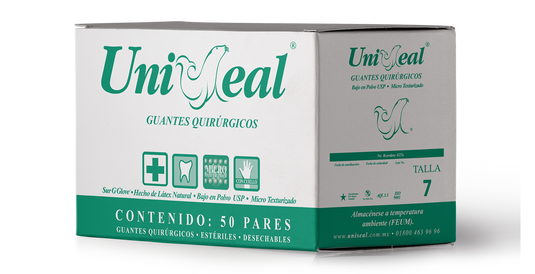 Caja con 50 pares de guantes quirúrgicos estériles Sur-G, talla 6