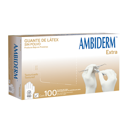 Caja con 100 guantes de látex para exploración, tamaño extra mediano
