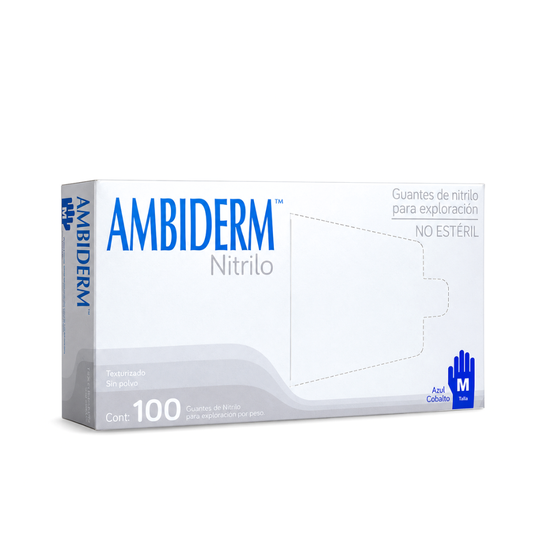 Guante Nitrilo Azul Cobalto Mediano Caja Con 100 Piezas marca Ambiderm