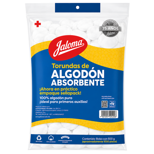 Algodón Torunda 500 gr Marca JALOMA