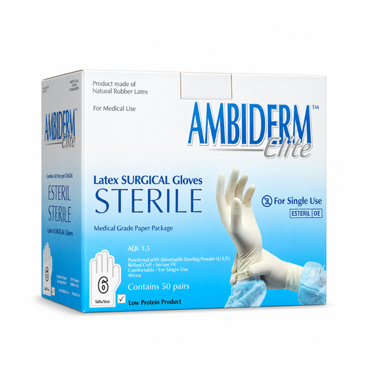 Guante Latex Elite Esteril 7 con 50 Pares marca Ambiderm