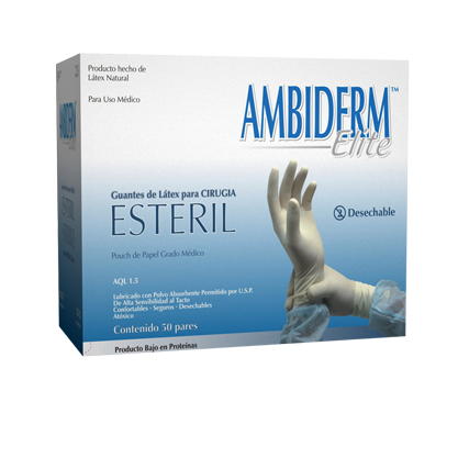 Caja con 50 pares de guantes de látex estériles para cirugía Elite, talla 8