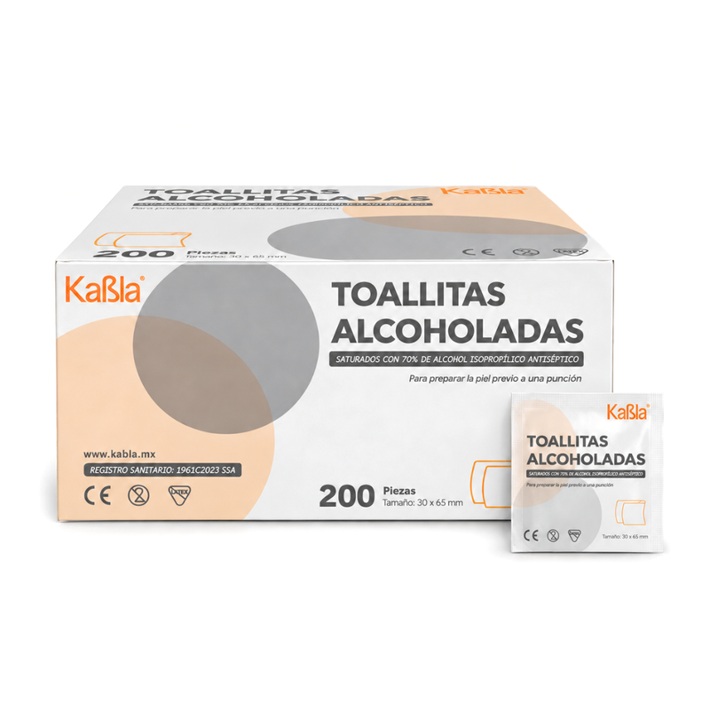 Cargue la imagen en el visor de la galería, Toallitas Alcoholadas Con 70% De Alcohol Isopropílico - Caja Con 200 Piezas marca Kabla
