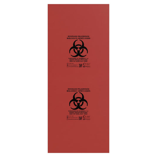 Bolsa De Polietileno Rojo Residuos Hemáticos 90cm x 120cm Calibre 200 Caja Con 100 Piezas Marca IXION