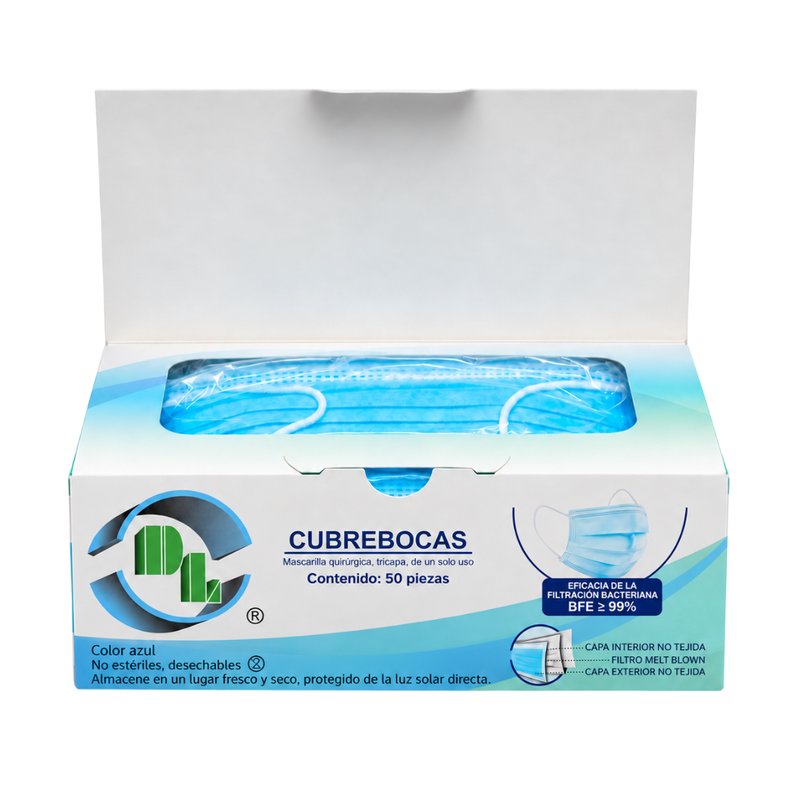 Cargue la imagen en el visor de la galería, Cubreboca Quirúrgico Caja con 50 piezas marca DL
