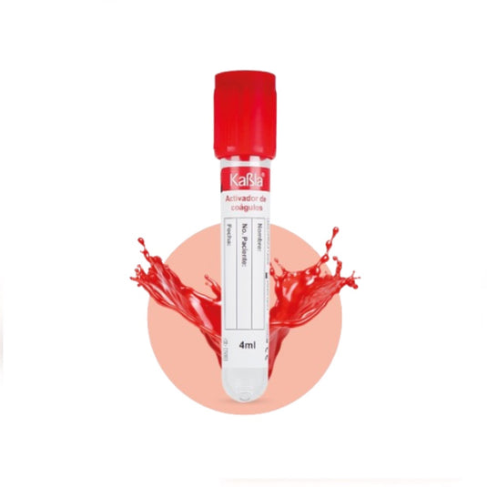 Tubo al vacío con Activador de Coágulo 13×100 mm 6 ml Plástico PET, Tapa Color Rojo - Corrugado de 12 Gradillas con 100 piezas - Kabla