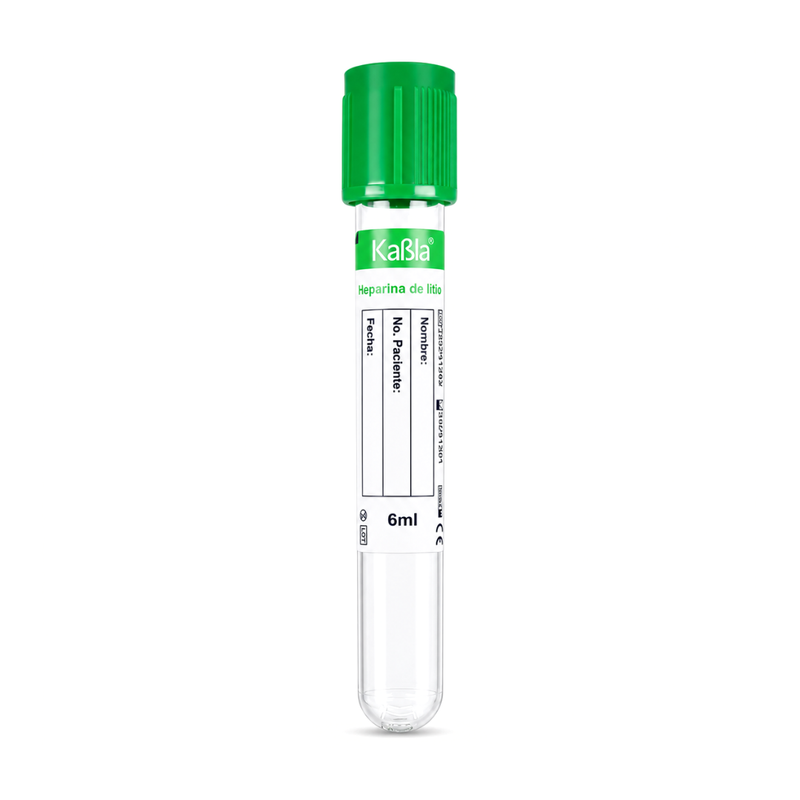 Cargue la imagen en el visor de la galería, Tubo Vacutainer Con Heparina De Litio, 13×100 Mm 6 Ml Plástico Pet, Tapa Color Verde - Gradilla Con 100 Piezas marca Kabla
