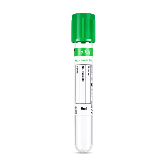 Tubo Vacutainer Con Heparina De Litio, 13×100 Mm 6 Ml Plástico Pet, Tapa Color Verde - Gradilla Con 100 Piezas marca Kabla