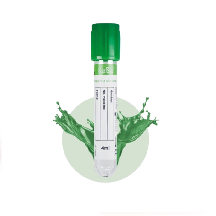 Tubo al vacío con Heparina de Sodio, 13×75 mm 4 ml Plástico PET, Tapa Color Verde - Corrugado de 12 Gradillas con 100 piezas - Kabla