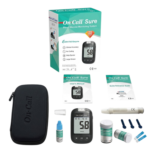 Kit On Call Sure, Glucómetro, 100tiras, Lancetas, Disparador - marca On Call Sure