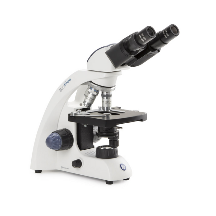 Microscopio binocular BioBlue SMP 4/10/S40/S100x objetivos con platina mecánica e iluminación inalámbrica NeoLED™ de 1W