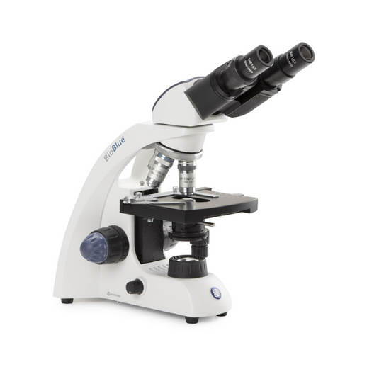 Microscopio binocular BioBlue SMP 4/10/S40/S100x objetivos con platina mecánica e iluminación inalámbrica NeoLED™ de 1W