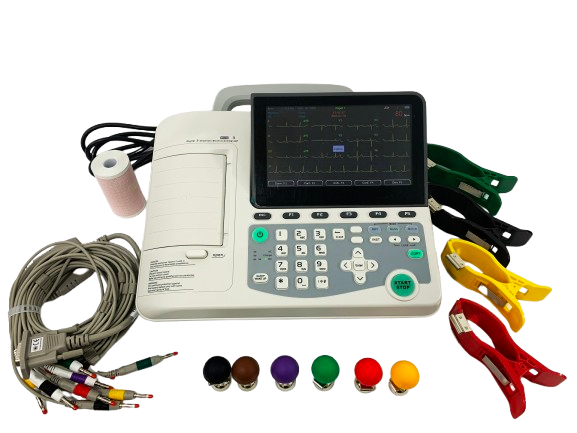 Cargue la imagen en el visor de la galería, Electrocardiógrafo Con Autodiagnóstico De 3 Canales Y 12 Derivaciones (Electrocardiograma) Catálogo: ECEM301
