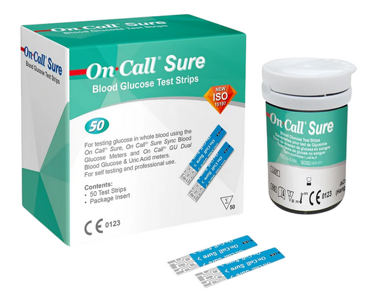 Tiras Reactivas Para Glucometro On Call Sure - Caja Con 50 Tiras - Acon marca On Call Sure