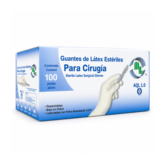 Guante Cirugia Latex Esteril 7.5 con 100 Pares marca DL
