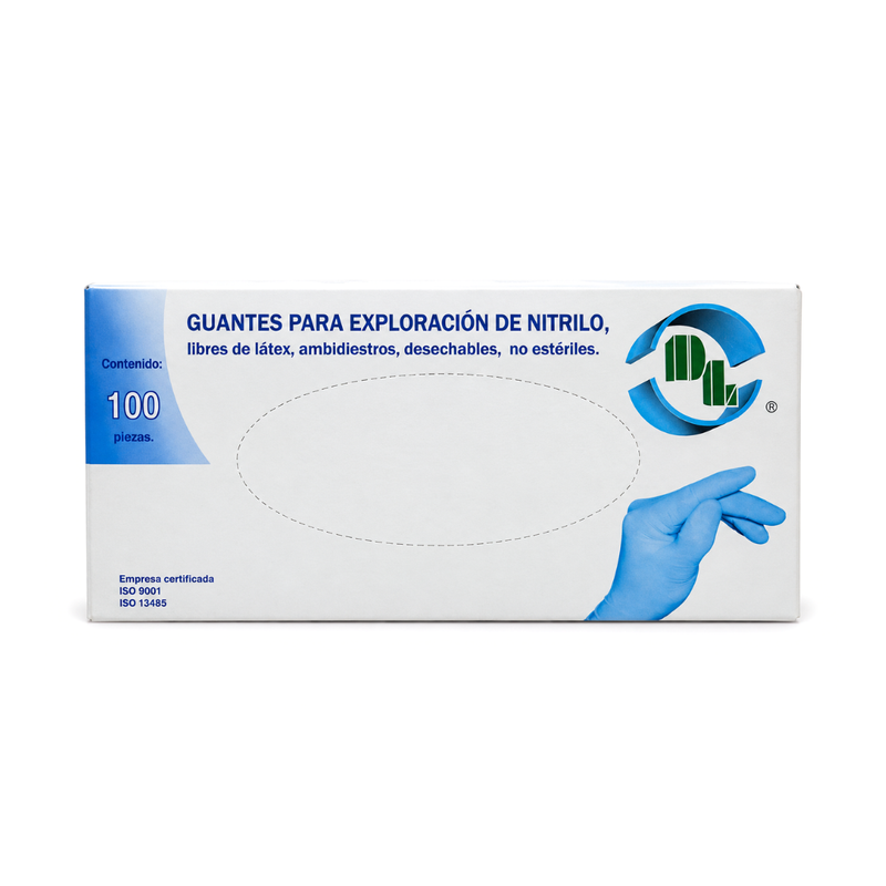 Cargue la imagen en el visor de la galería, Guante Nitrilo Azul Grande con 100 piezas marca DL
