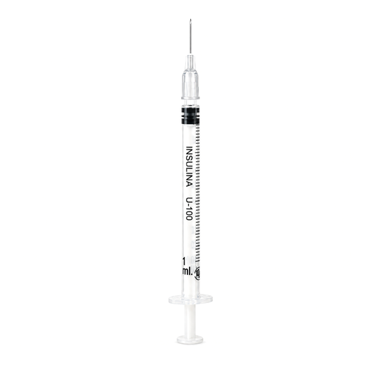 Jeringa Insulina 1ml con aguja 27X13 con 200 piezas marca DL