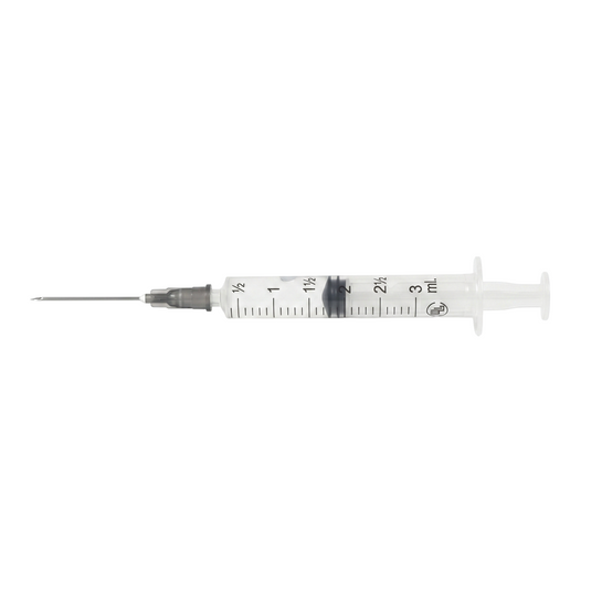 Jeringa esteril y desechable 3ml con aguja 21X32 con 100 piezas marca DL