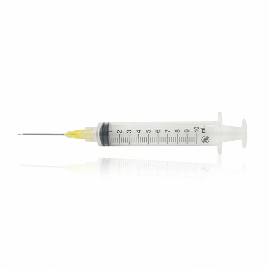 Jeringa esteril y desechable 10ml con aguja 20X32 con 100 piezas marca DL