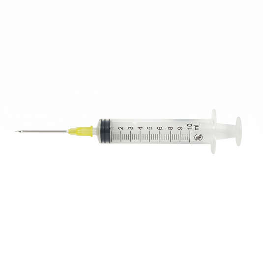 Jeringa esteril y desechable 10ml con aguja 20X38 con 100 piezas marca DL