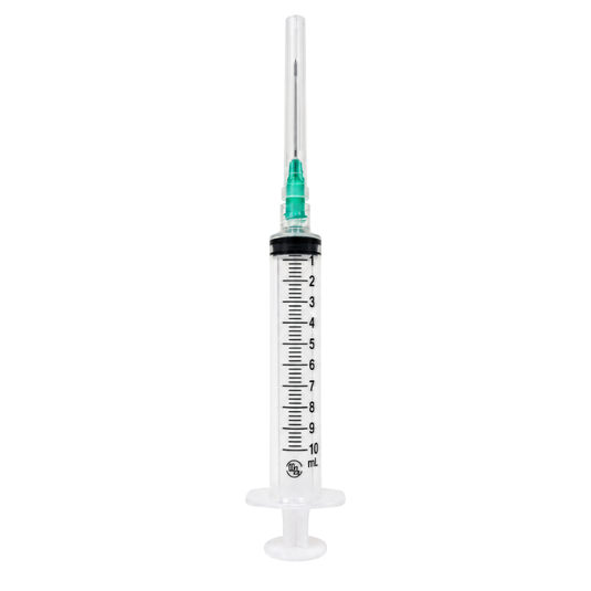 Jeringa esteril y desechable 10ml con aguja 21X32 con 100 piezas marca DL