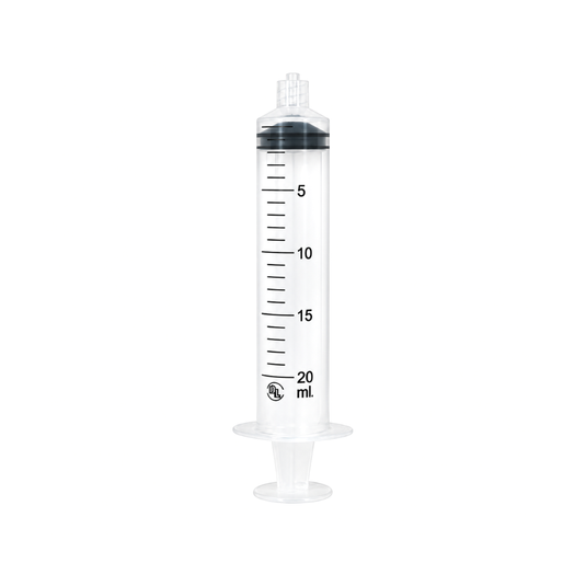 Jeringa esteril y desechable sin aguja 20ml con 50 piezas marca DL