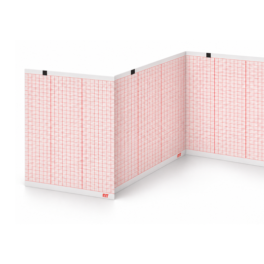 Papel graficado en rojo. Medidas: 21cm*14cm Doblado en Z de 250 hojas. Para Schiller AT-10. 2.157012. marca NT