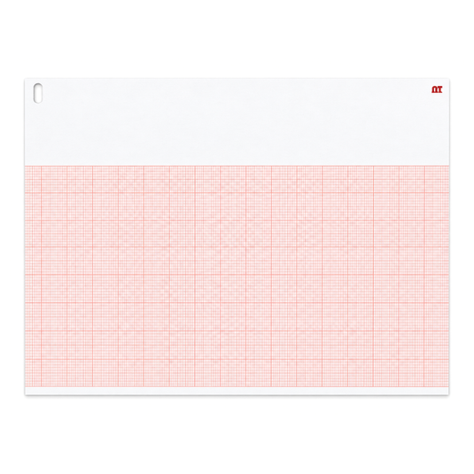Papel graficado en rojo. Medidas: 21.5cm*28cm Doblado en Z de 200 hojas. Para Burdick 7868. marca NT