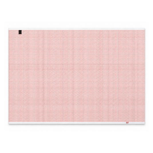 Papel graficado en rojo. Medidas: 21.5cm*28cm Doblado en Z de 200 hojas. Cardioline marca NT