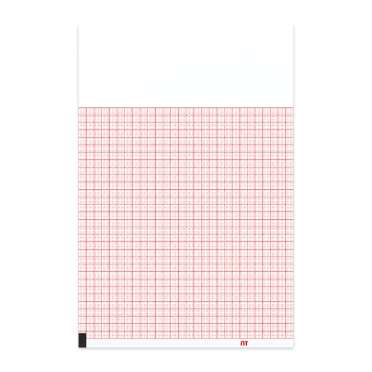 Papel graficado en rojo. Medidas: 21.6cm*14cm Doblado en Z de 300 hojas. Para Burdick Eclipse 850 / 7988. marca NT