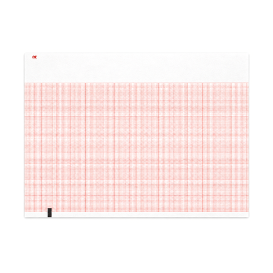 Papel graficado en rojo. Medidas: 21cm*28cm Doblado en Z de 200 hojas. Para ECG Welch Allyn CP200/CP150/CP100. marca NT