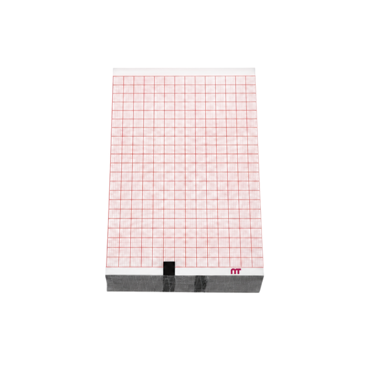 Papel graficado en rojo. Medidas: 11.4cm*7cm Doblado en Z de 285 hojas. Para ECG WA CP50. marca NT