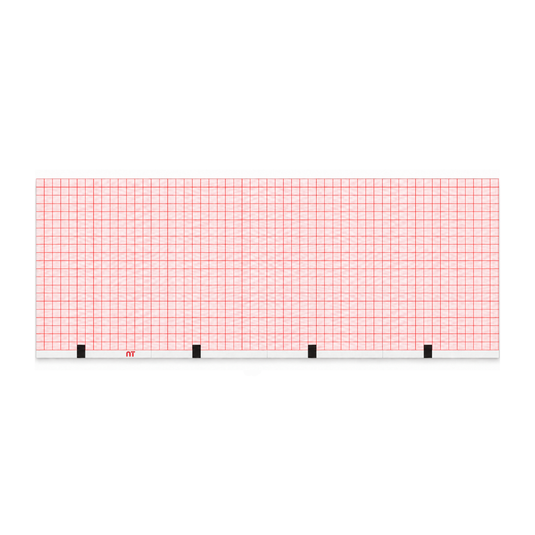 Papel graficado en rojo. Medidas: 11.4cm*7cm Doblado en Z de 285 hojas. Para ECG WA CP50. marca NT