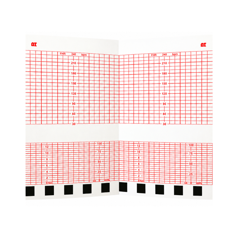 Cargue la imagen en el visor de la galería, Papel graficado en rojo. Medidas: 15.2cm*9cm Doblado en Z de 150 hojas. Para Analogic Fetalgard. marca NT
