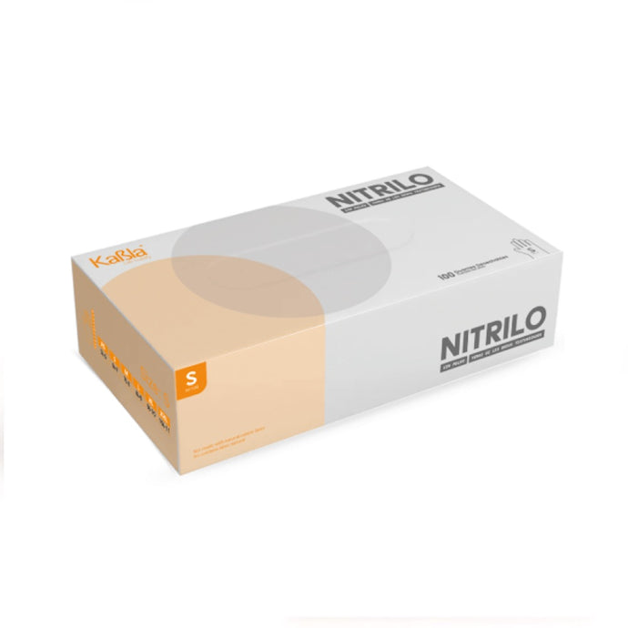 Guante de Nitrilo libre de polvo para examen, tamaño chico, color azul - caja con 100 piezas - GXC
