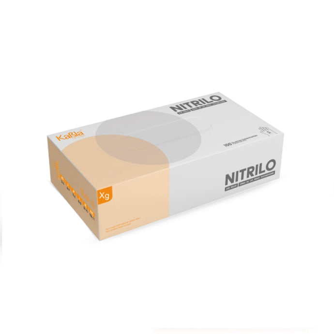 Guante de Nitrilo libre de polvo para examen, tamaño extra-grande, color azul - caja con 100 piezas - GXC