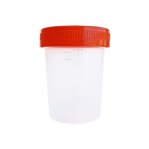 Contenedores de Orina No Esteriles de 100 mL con tapa naranja - Bolsa con 25 piezas - Kabla