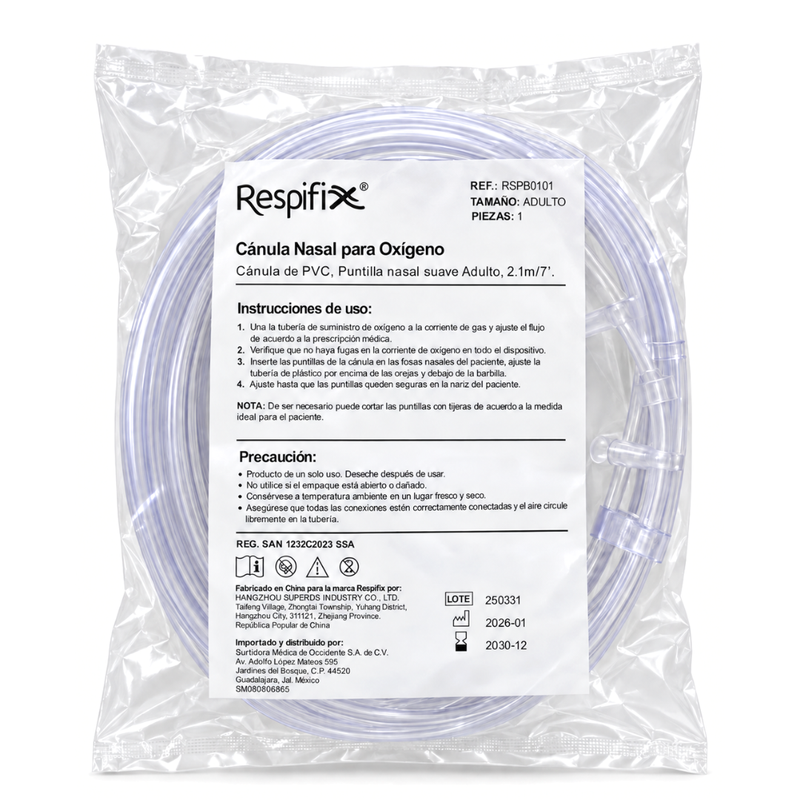Cargue la imagen en el visor de la galería, Cánula Nasal Elastic Soft (Puntilla) Adulto, 2.1M Para Oxigeno marca Respifix
